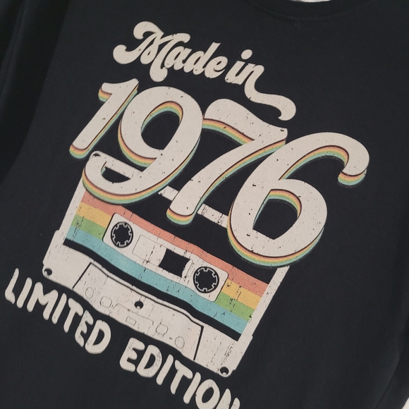 Vintage Style Made In 1976 Limited Edition Graphic Tee With Cassette Tape Size L - Picture 2 of 5